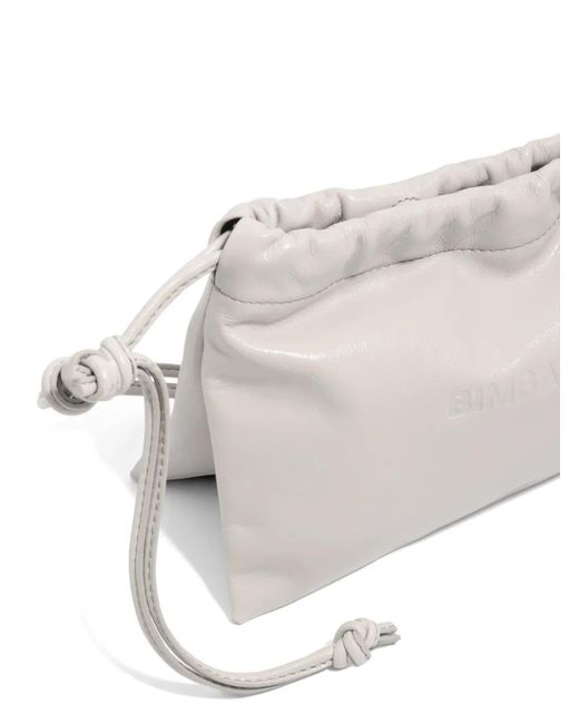 Bimba Y Lola White Mini Debossed-Logo Drawstring Mini Bag