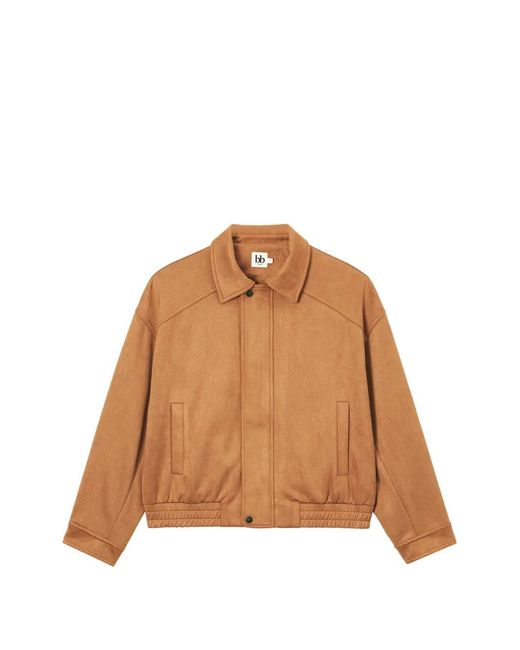 B+ AB Brown Elasticated-Hem Jacket