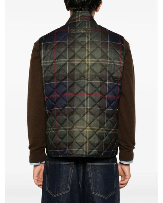 Barbour Black Tartan-Pattern Waistcoat for men