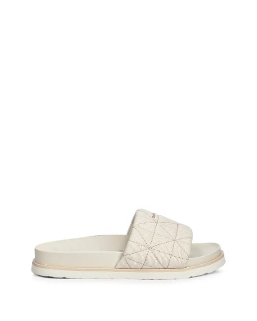 Gant White Quilted Logo-Print Slides