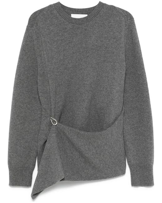 Jil Sander Gray Draped Panel Sweater