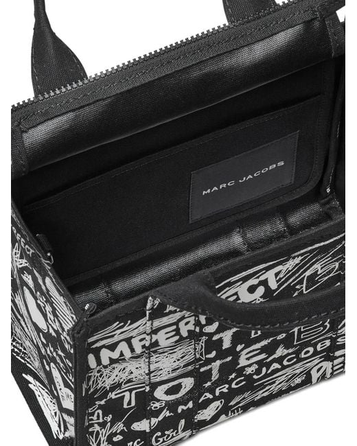 Marc Jacobs Black The Punk Scribble Canvas Small Tote Bag