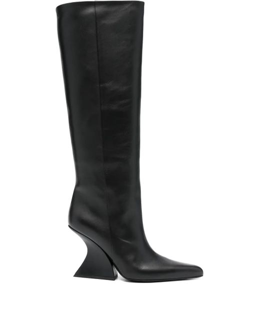 Mugler Black Spitze Stiefel mit Design-Absatz 70mm