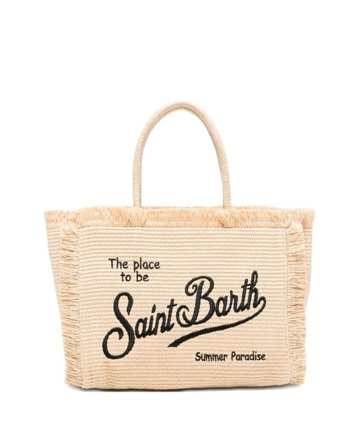 Mc2 Saint Barth Natural Sac De Plage Vanity À Logo Brodé Et Franges