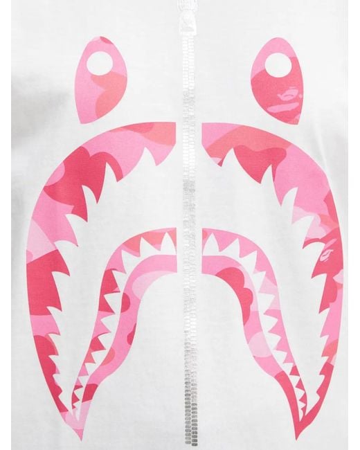 A Bathing Ape White Camo Shark Graphic T-Shirt