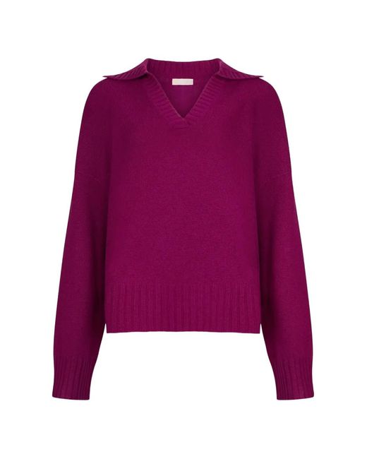 Liu Jo Purple V-Neck Collared Jumper