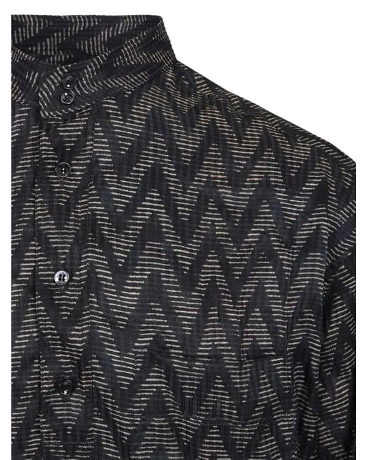 Giorgio Armani Gray Zigzag Buttoned Shirt for men