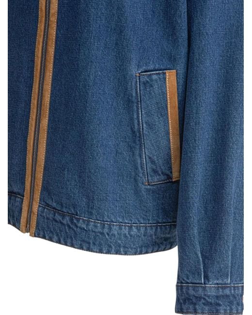 Veste En Jean À Logo Brodé Miu Miu en coloris Blue