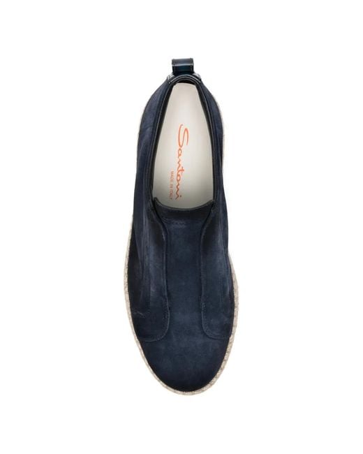 Santoni Blue Espadrille Flat Shoes for men