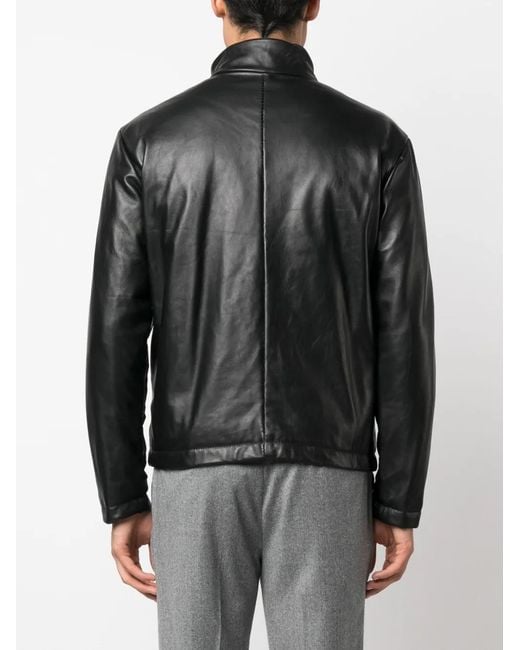 Giorgio Brato Black Zip-Up Leather Jacket for men