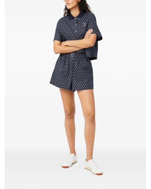 Lacoste Blue Short Oversize Imprimé