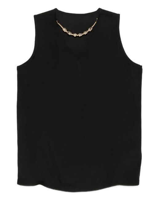 Fabiana Filippi Black V-Neck Satin Top
