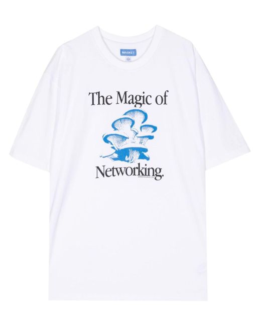 Market White Social Network Cotton T-shirt for men