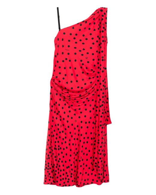 Moschino Red Graphic-Print Asymmetric Dress
