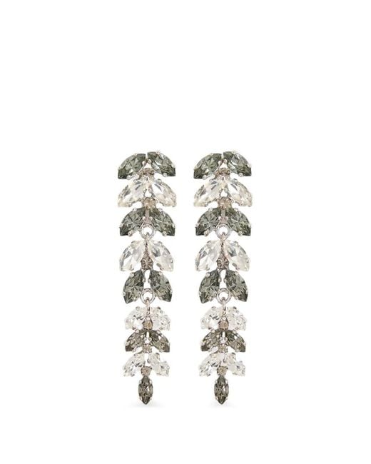 Erdem White Crystal-Embellished Drop Earrings