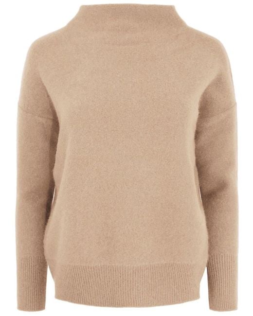 Vince Funnel Neck Cashmere Jumper in Natural Lyst