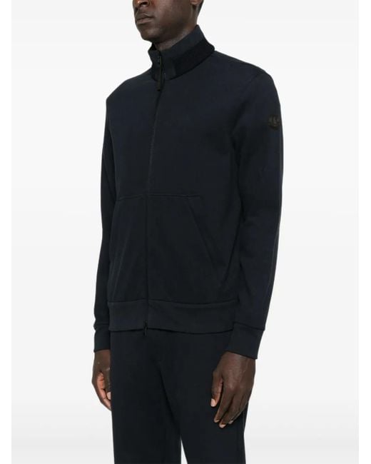 Moncler Black Zip-Up Logo-Patch Sweatshirt for men