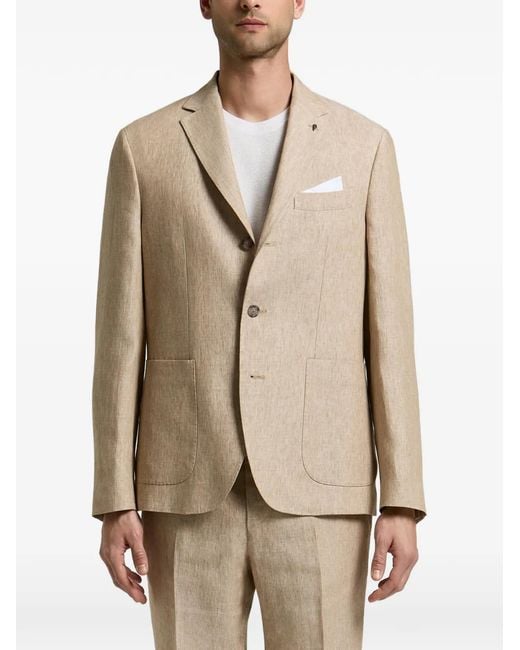 Peserico Natural Single-Breasted Patch-Pocket Jacket for men