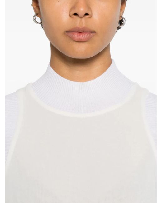 Peserico White High-Neck Top