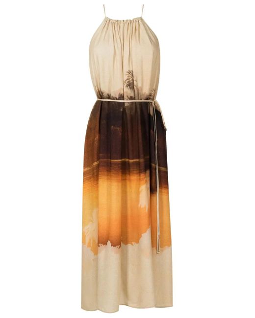 Lenny Niemeyer Orange Graphic-Print Midi Dress