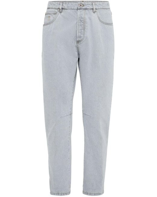 Brunello Cucinelli Jeans Met Logopatch in het Gray voor heren