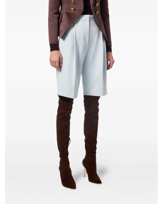 Elisabetta Franchi White Pleated High-Waist Shorts
