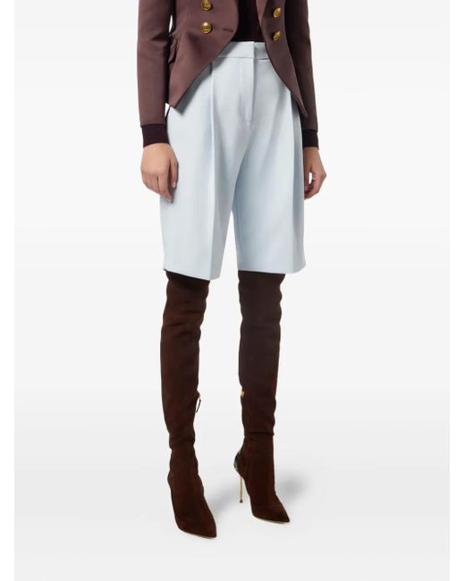 Elisabetta Franchi White Plissierte High-Waist-Shorts