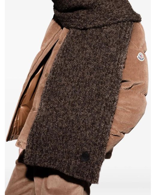 Moncler Brown Logo-Patch Scarf for men
