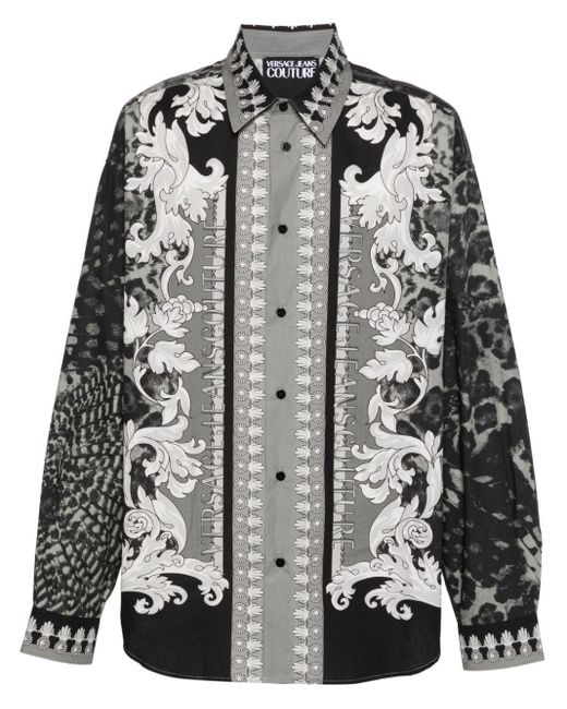 Camisa con estampado Animalier Barocco Versace de hombre de color Gray