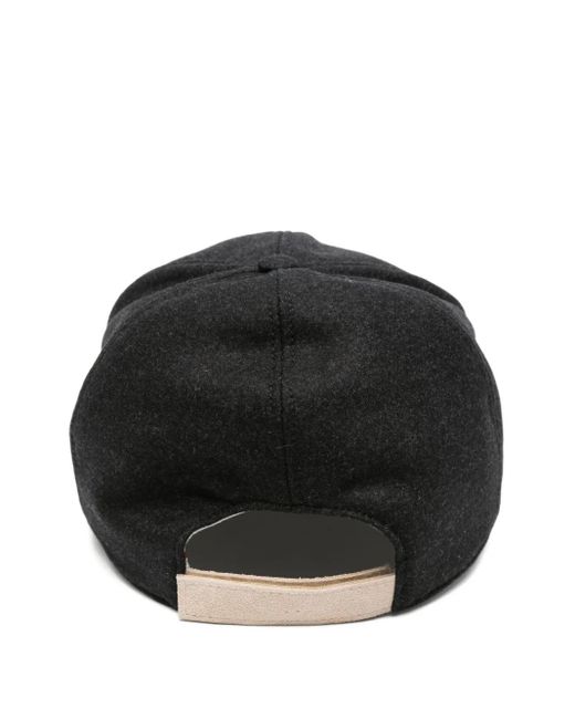 Eleventy Black Curved-Peak Wool Baseball Cap for men