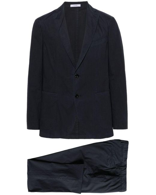 Boglioli Blue Single-breasted Cotton Suit for men