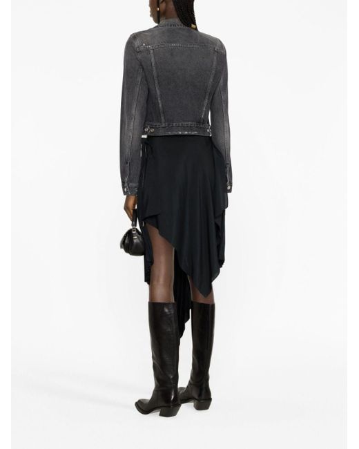 Givenchy Black Distressed-effect Zipped Denim Jacket