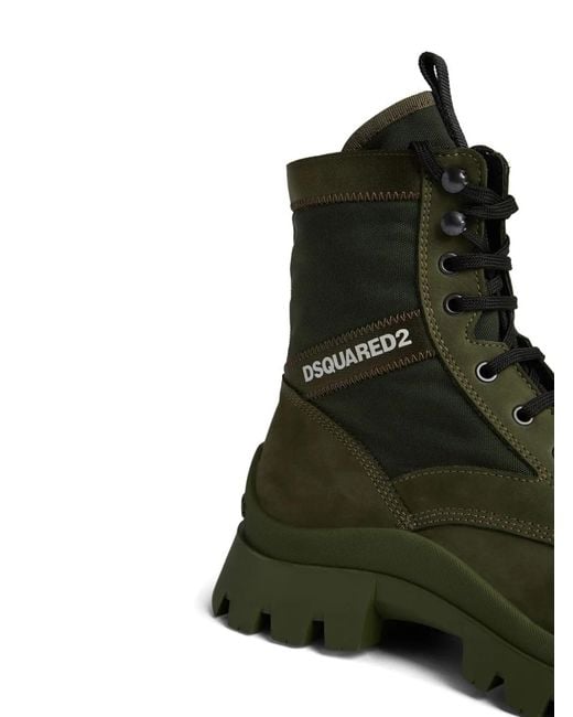 DSquared² Green Logo-Print Leather Boots for men