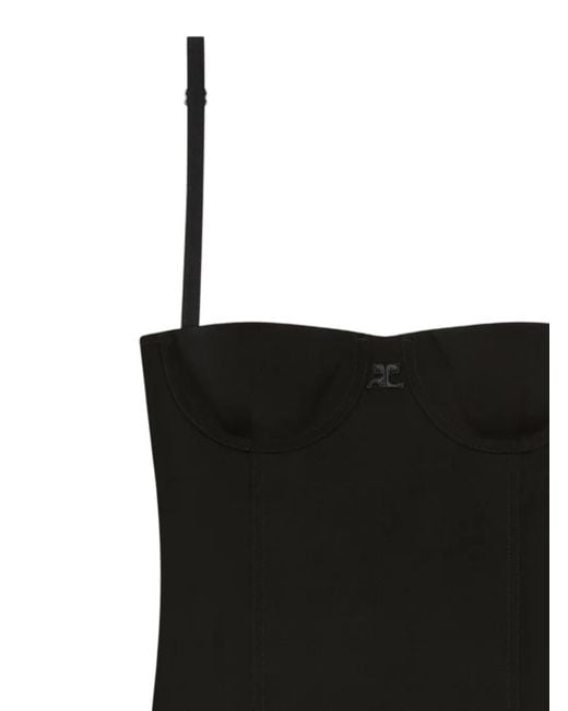 Courreges Black Spaghetti-Strap Bustier Top
