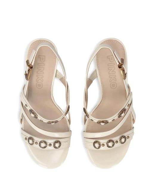 Pinko Metallic Studded-Detail Strappy Sandals