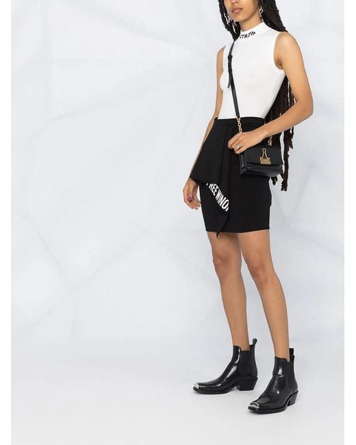 Off-White c/o Virgil Abloh Black Slogan-Print Ruffled-Detail Mini Skirt