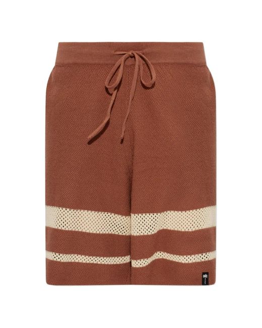 Palm Angels Brown Short En Maille À Rayures for men