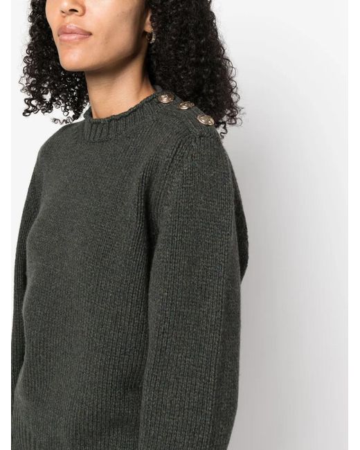 Barrie Green Button-Detail Cashmere Jumper