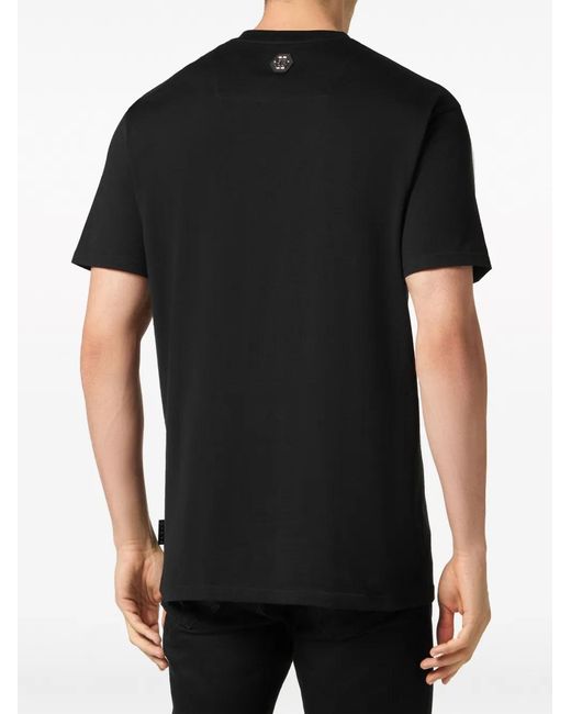 Philipp Plein Black Crystal-Embellished Cotton T-Shirt for men
