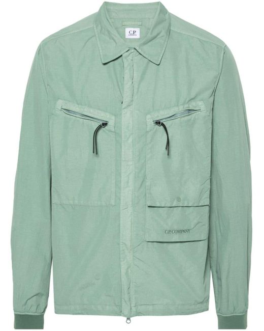 C P Company Green Logo-embroidered Shirt Jacket for men