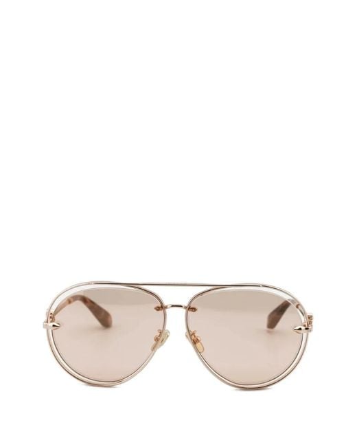 Roberto Cavalli Natural Engraved-Detail Pilot-Frame Sunglasses