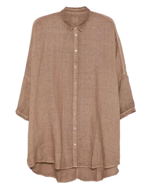 120% Lino Brown Soft-Fade Linen Shirt