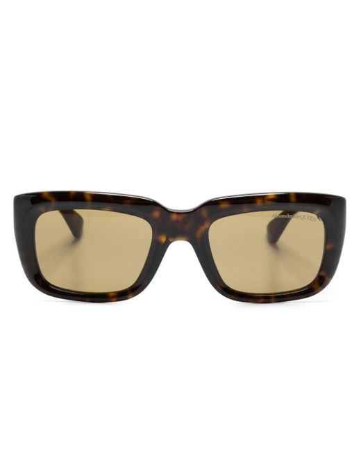 Alexander McQueen Brown Tortoiseshell-effect Square-frame Sunglasses for men