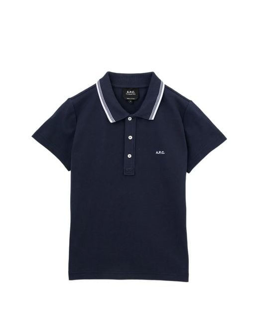 A.P.C. Blue Logo-Embroidered Polo Shirt