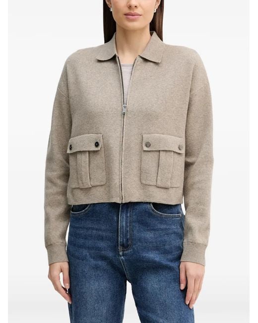 DKNY Blue Front-Pocket Knitted Cardigan