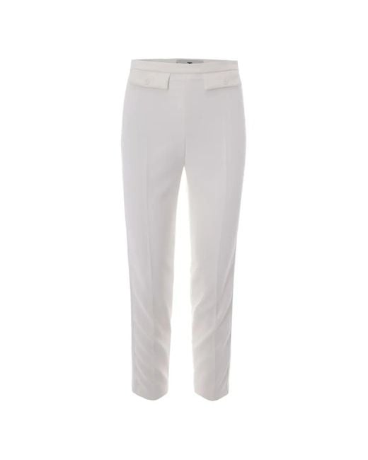 Elisabetta Franchi Gray Button-Flap Tailored Trousers