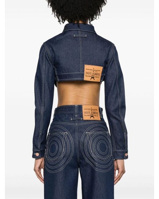 Jean Paul Gaultier The Conical Cropped Denim Jacket Blue