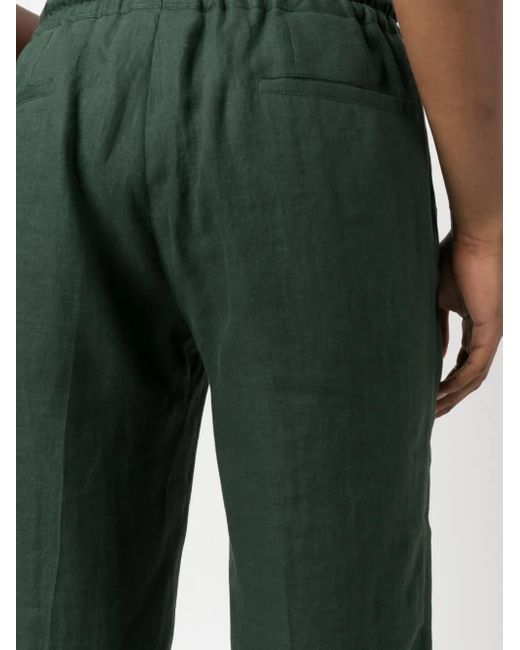 Kiton Green Linen Bermuda Shorts for men