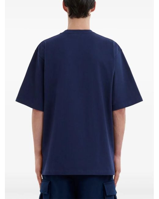 Marni Blue Cotton Oversized T-Shirt With Patches for men
