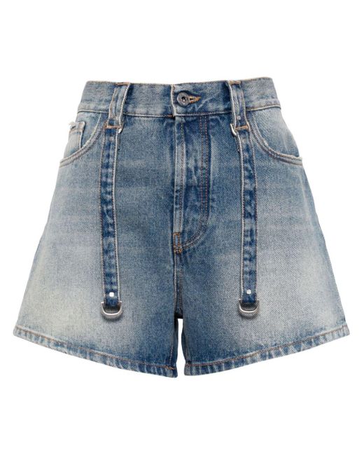 Off-White c/o Virgil Abloh Blue Ausgeblichene Jeans-Shorts